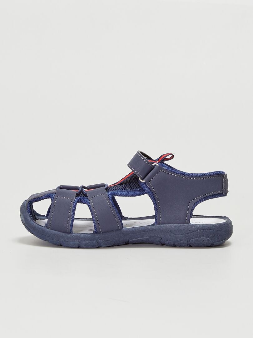 Sandales bi-matières type sport bleu navy - Kiabi