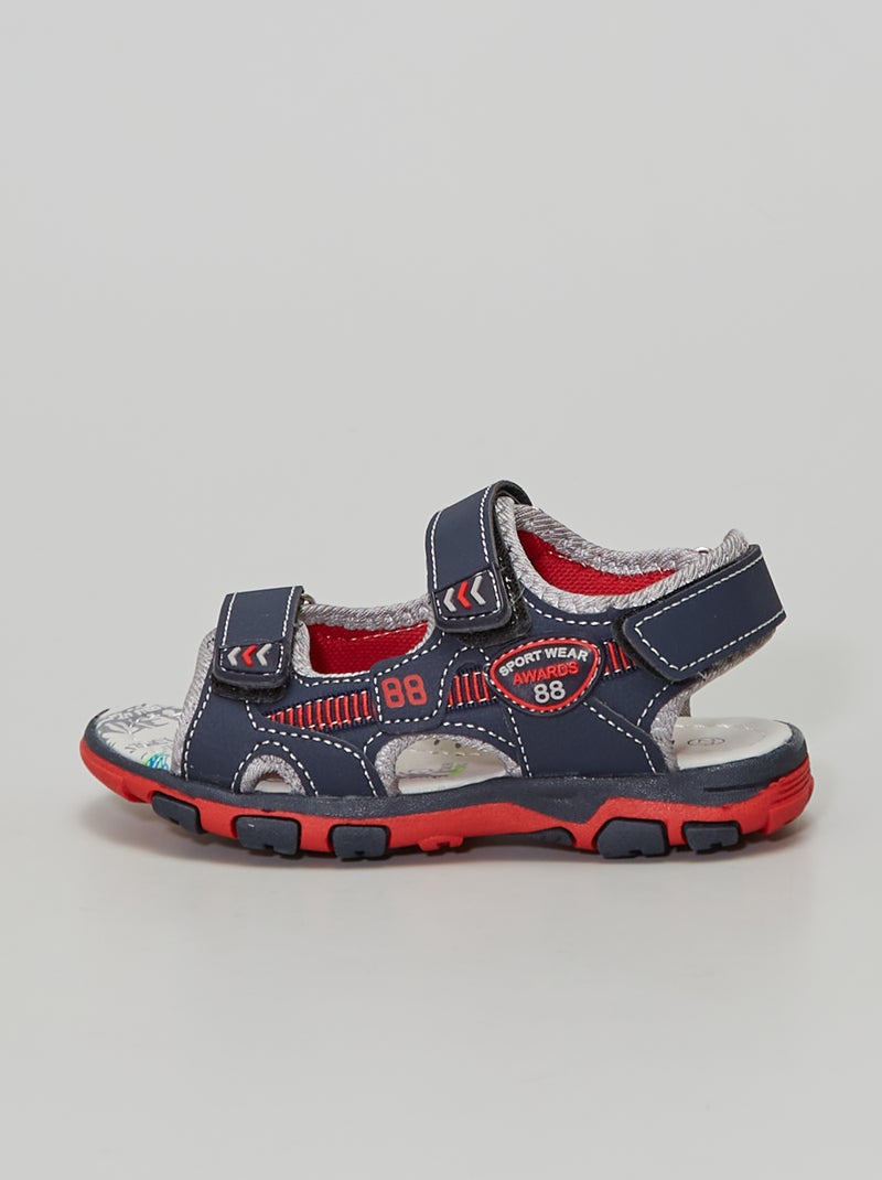 Sandales bicolores type sport bleu marine - Kiabi