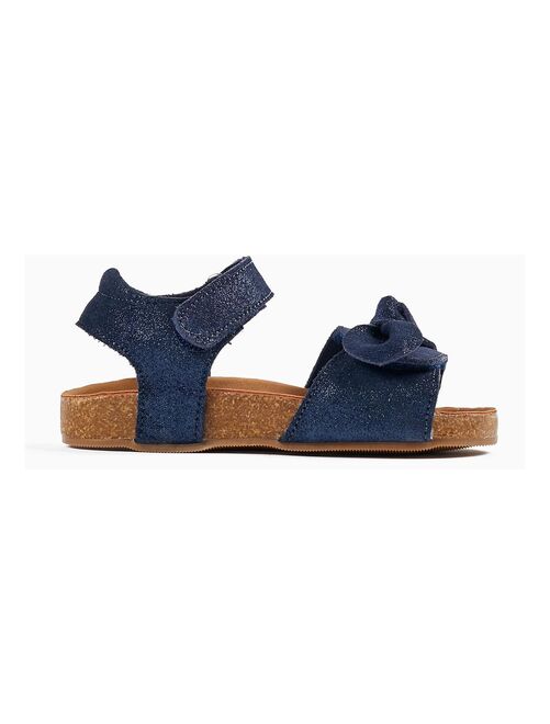 Sandales bleu foncé en cuir pour bébé fille ATLANTIC COMPANY - Kiabi