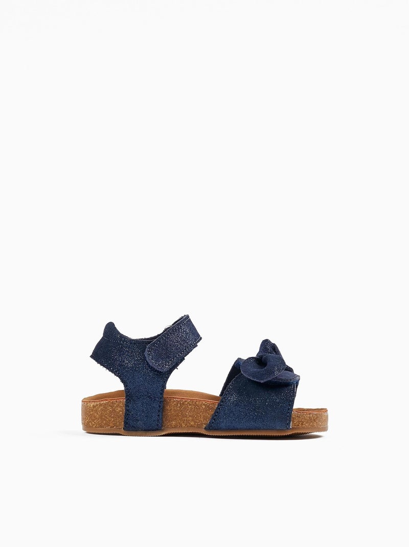 Sandales bleu foncé en cuir pour bébé fille ATLANTIC COMPANY Bleu foncé - Kiabi