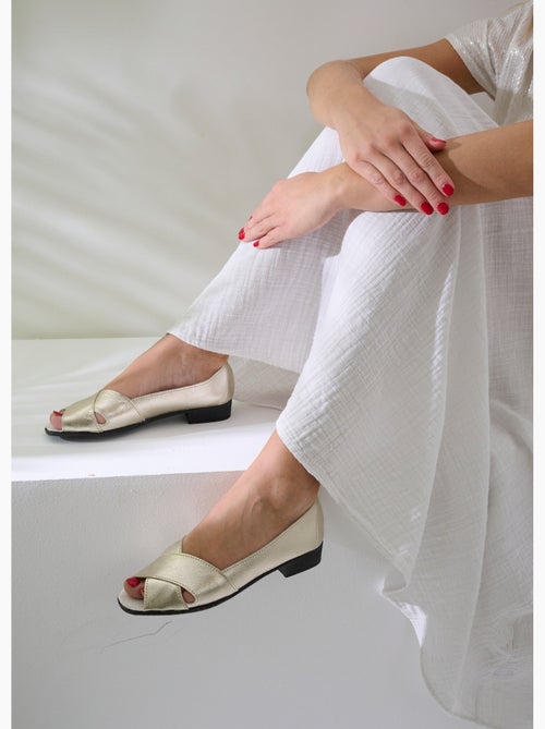 Sandales bout ouvert cuir - Afibel - Kiabi
