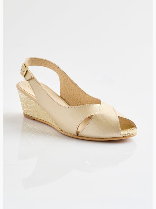 Sandales bout ouvert largeur confort cuir - Afibel - Kiabi
