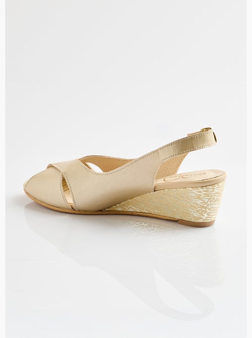 Sandales bout ouvert largeur confort cuir - Afibel - Kiabi