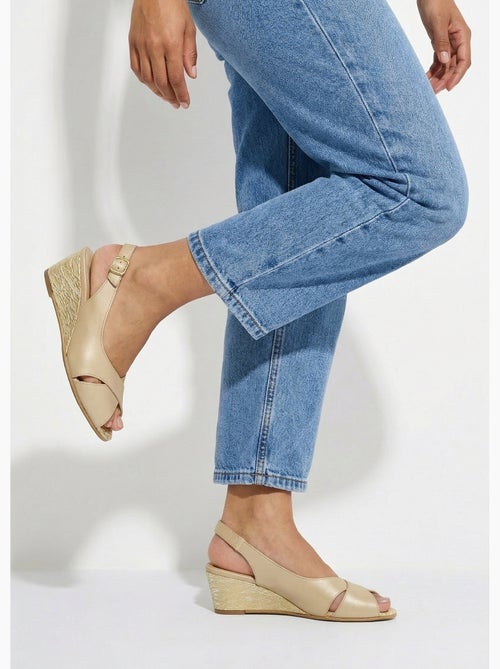 Sandales bout ouvert largeur confort cuir - Afibel - Kiabi