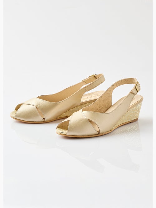 Sandales bout ouvert largeur confort cuir - Afibel - Kiabi