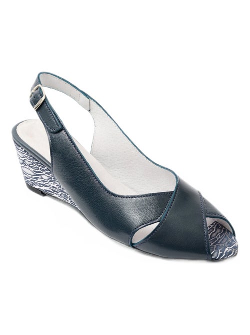 Sandales bout ouvert largeur confort cuir - Afibel - Kiabi