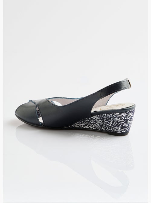 Sandales bout ouvert largeur confort cuir - Afibel - Kiabi