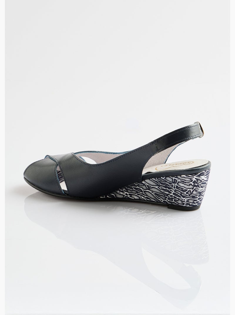 Sandales bout ouvert largeur confort cuir - Afibel Bleu - Kiabi
