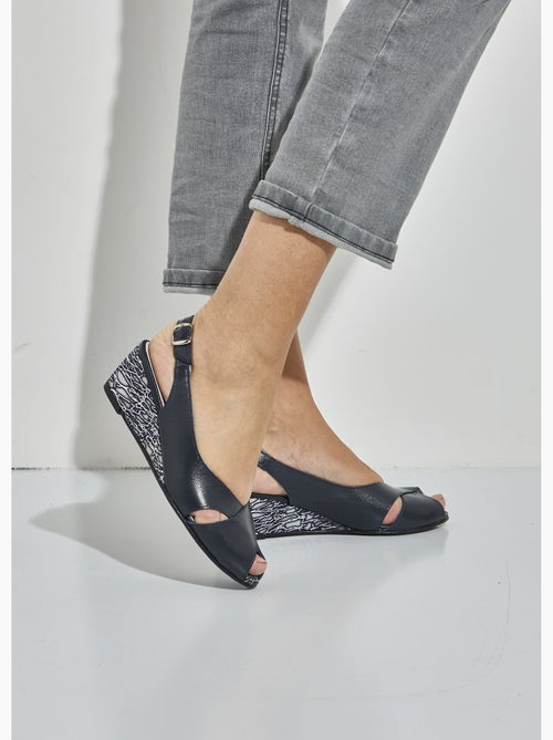 Sandales bout ouvert largeur confort cuir - Afibel - Kiabi