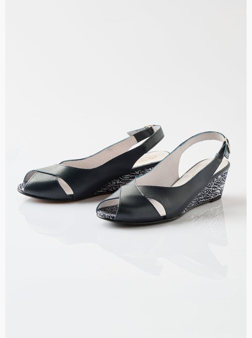 Sandales bout ouvert largeur confort cuir - Afibel - Kiabi