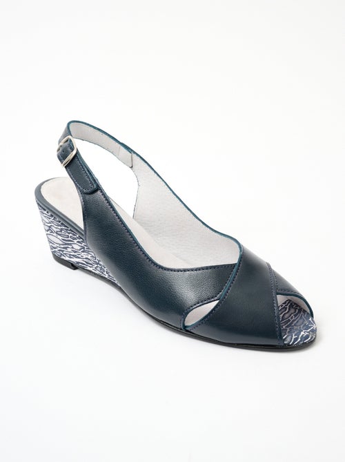 Sandales bout ouvert largeur confort cuir - Kiabi