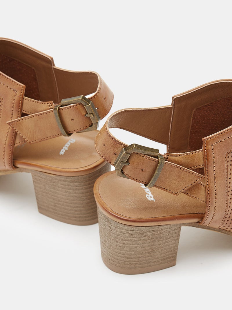 Sandales bout ouvert talon moyen BATA Marron - Kiabi