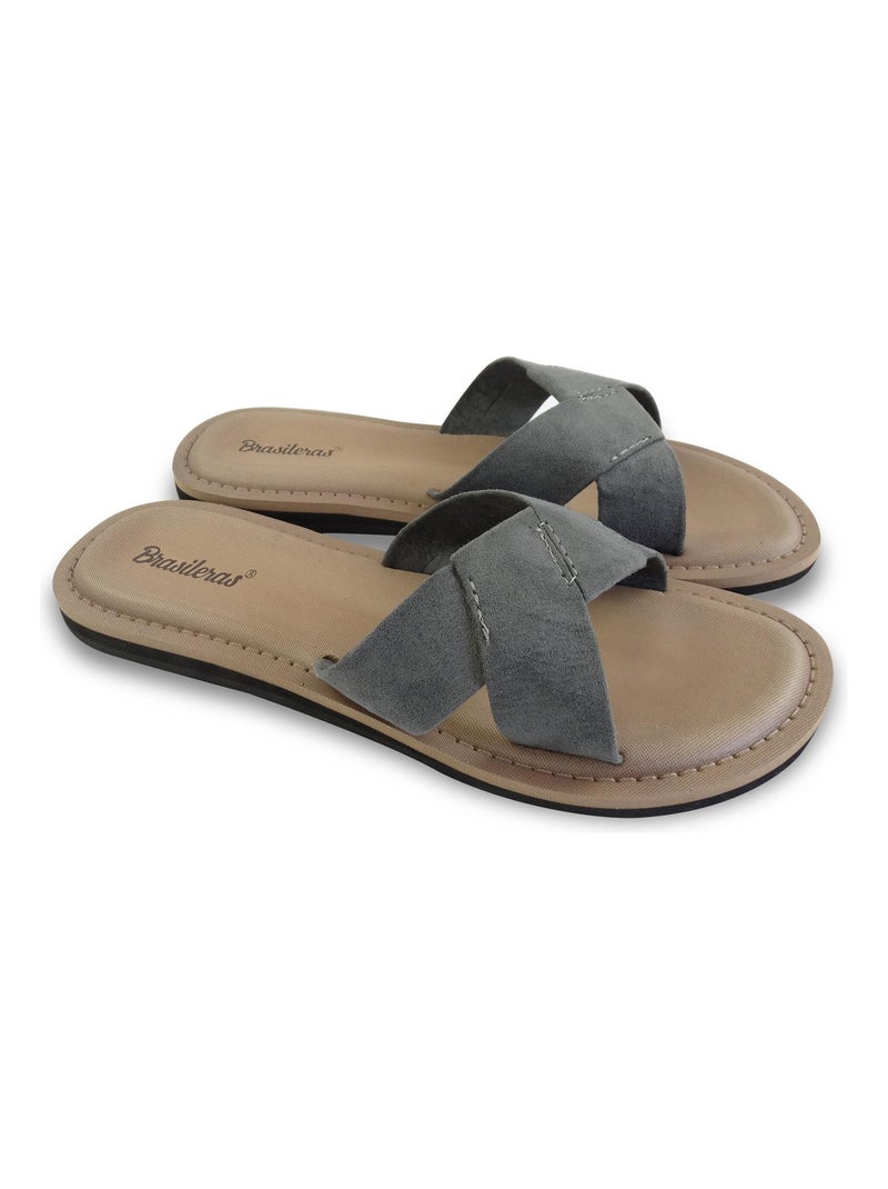 Sandales brasileras pour femme avec semelle en gomme Gris - Kiabi
