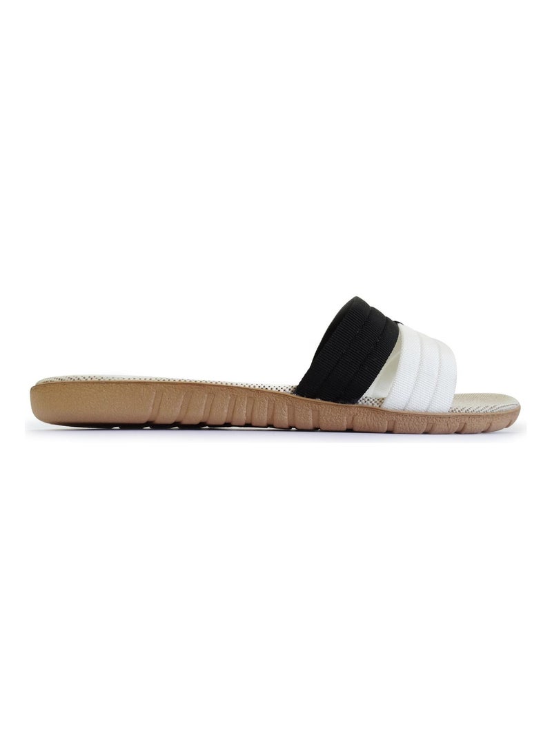 Sandales Brasileras pour femme avec semelle en gomme Noir Blanc - Kiabi