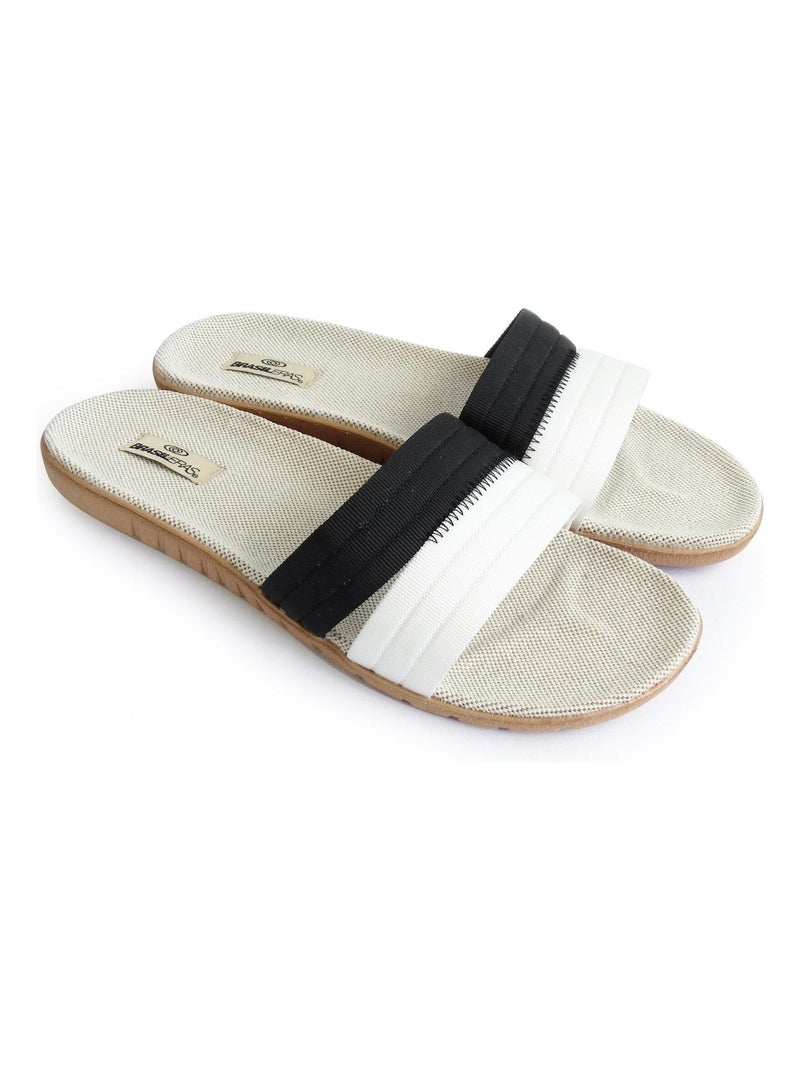 Sandales Brasileras pour femme avec semelle en gomme Noir Blanc - Kiabi