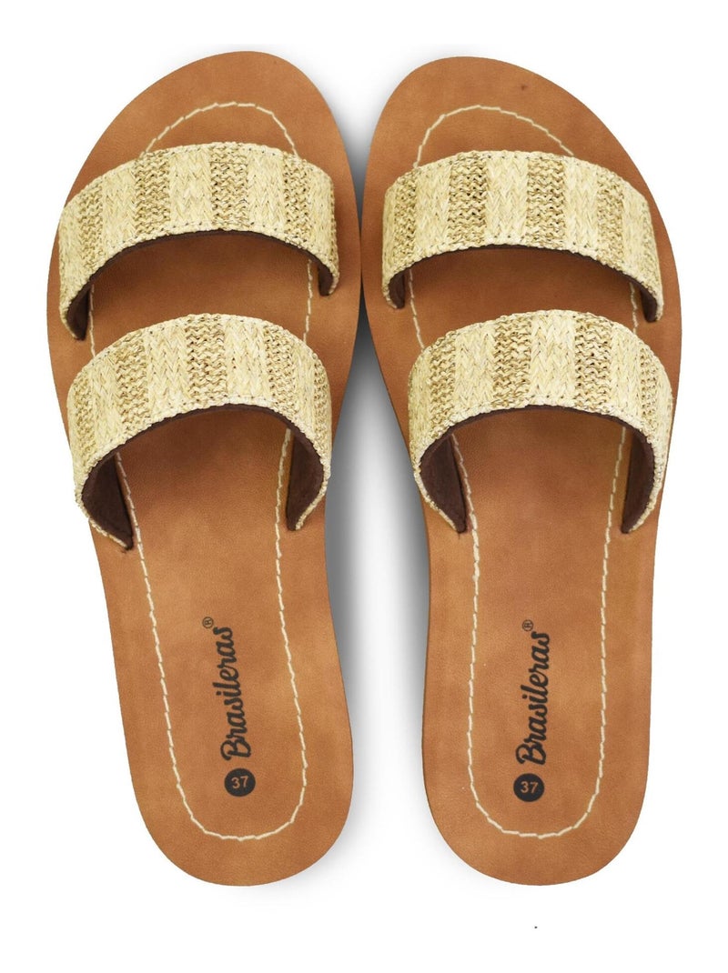Sandales Brasileras pour femmes avec semelles en gomme Beige - Kiabi