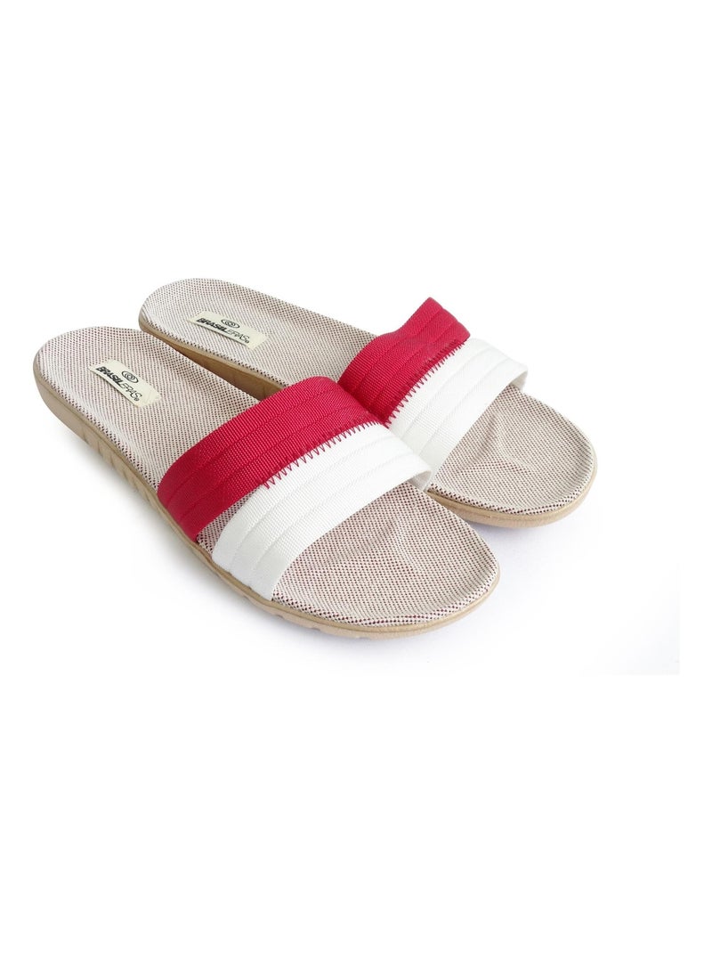 Sandales Brasileras pour femmes avec semelles en gomme Blanc Rouge - Kiabi