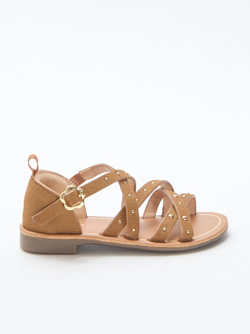 Sandales brides avec clous Beige - Kiabi