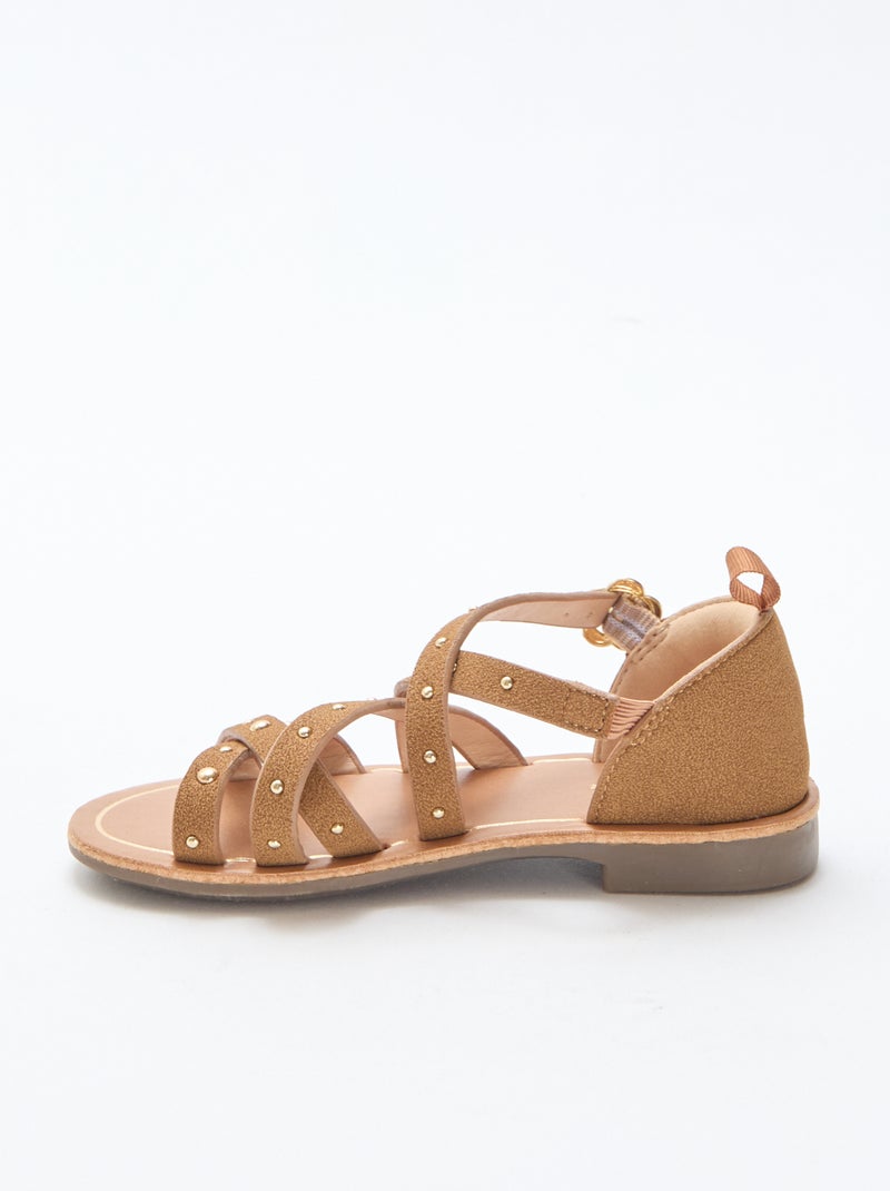 Sandales brides avec clous Beige - Kiabi