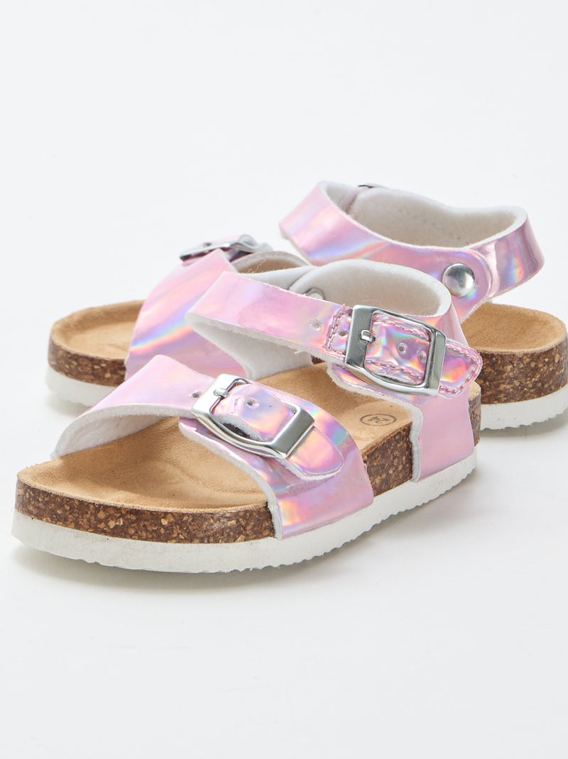 Sandales brillantes à sangles Rose - Kiabi