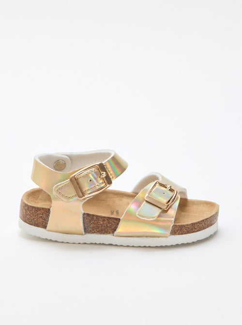 Sandales brillantes dorées à sangles - Kiabi