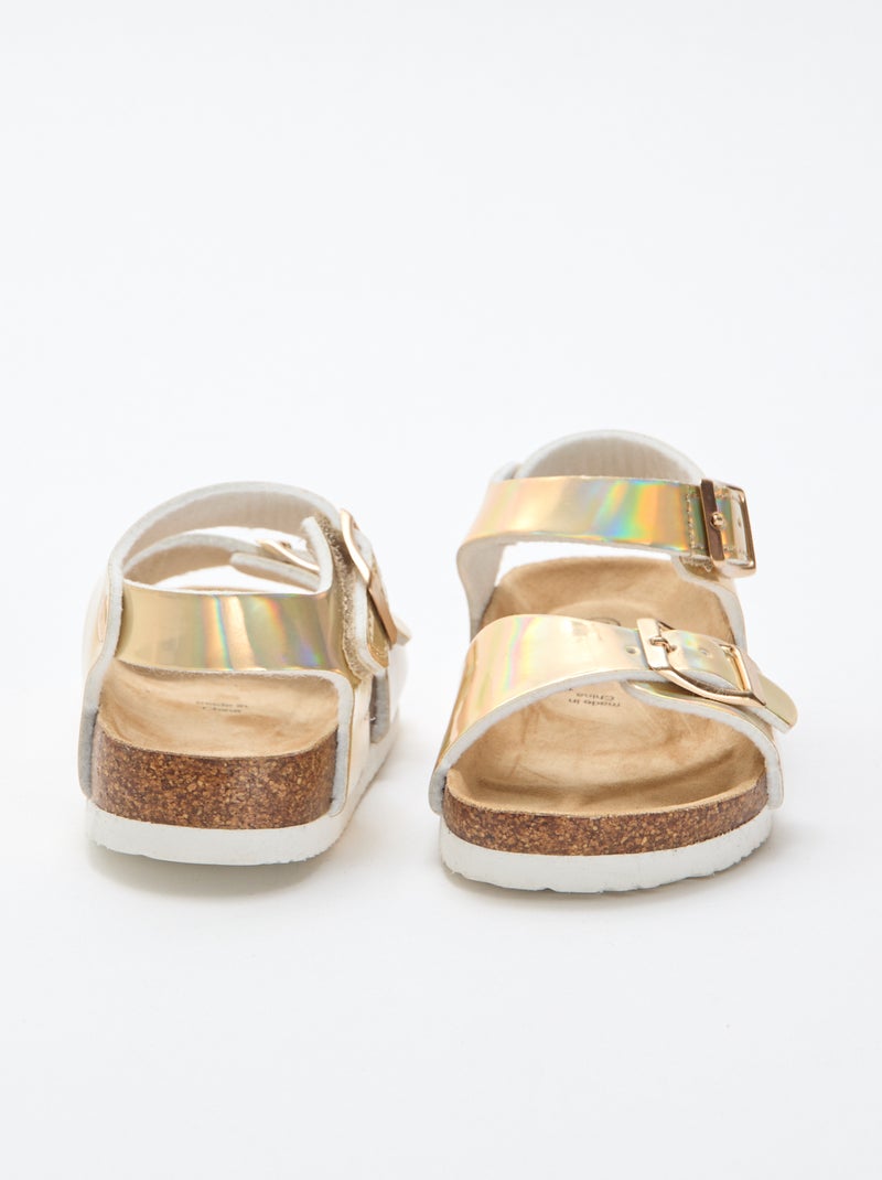 Sandales brillantes dorées à sangles Jaune - Kiabi