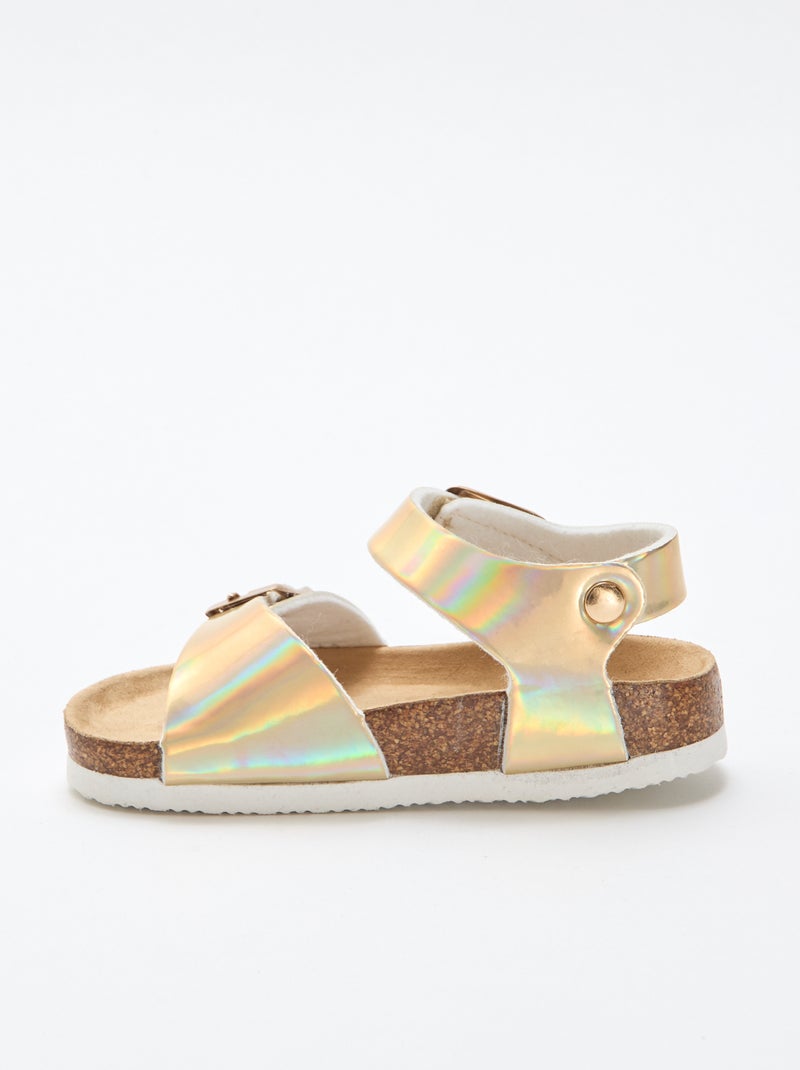 Sandales brillantes dorées à sangles Jaune - Kiabi