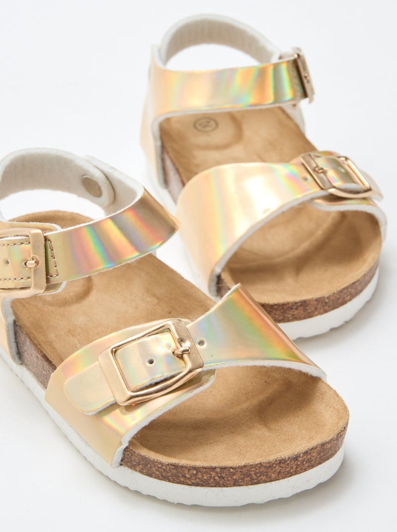 Sandales brillantes dorées à sangles Jaune - Kiabi