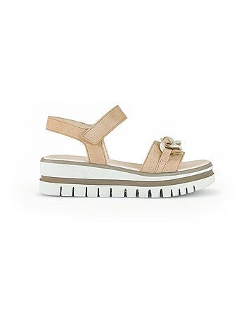 Sandales caramel en cuir velours