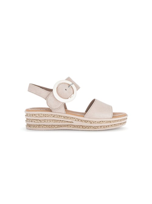 Sandales  clair en cuir velours - Kiabi