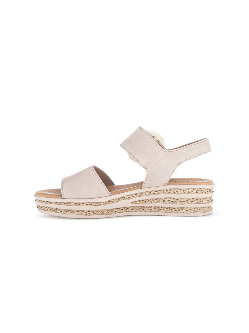 Sandales  clair en cuir velours Rose clair - Kiabi