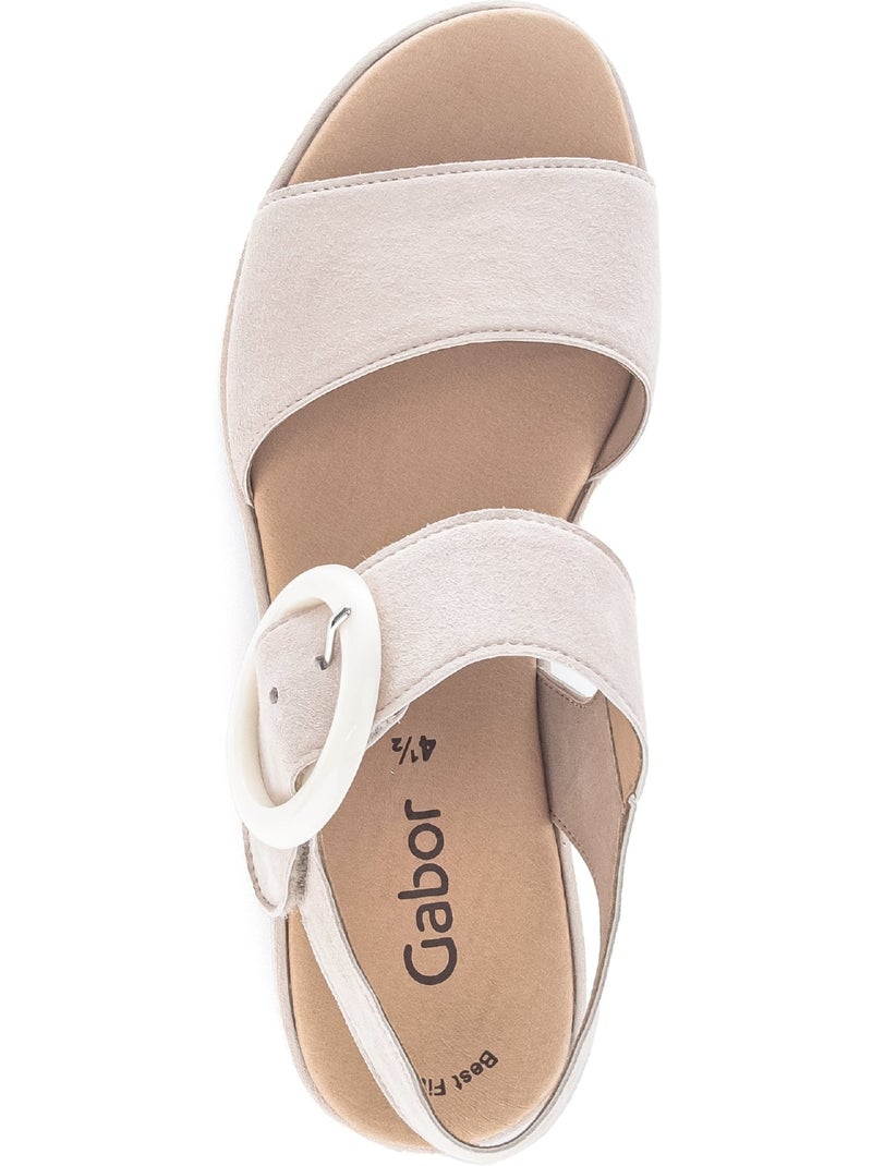 Sandales  clair en cuir velours Rose - Kiabi
