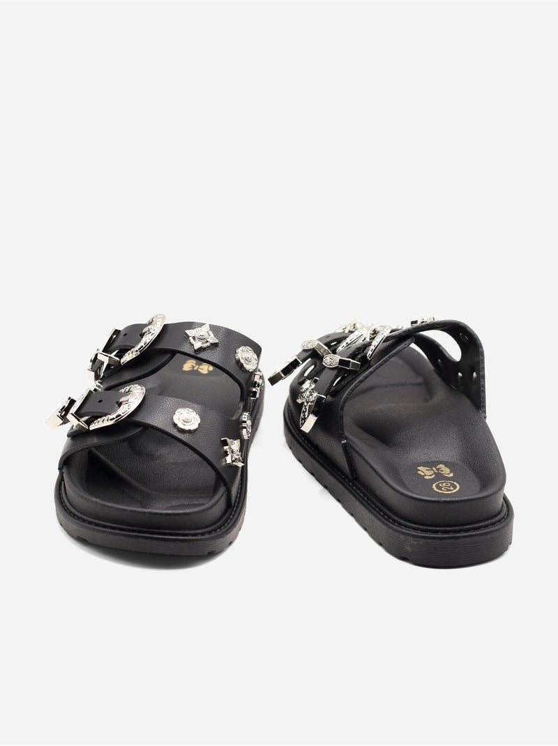 Sandales cloutées Noir - Kiabi