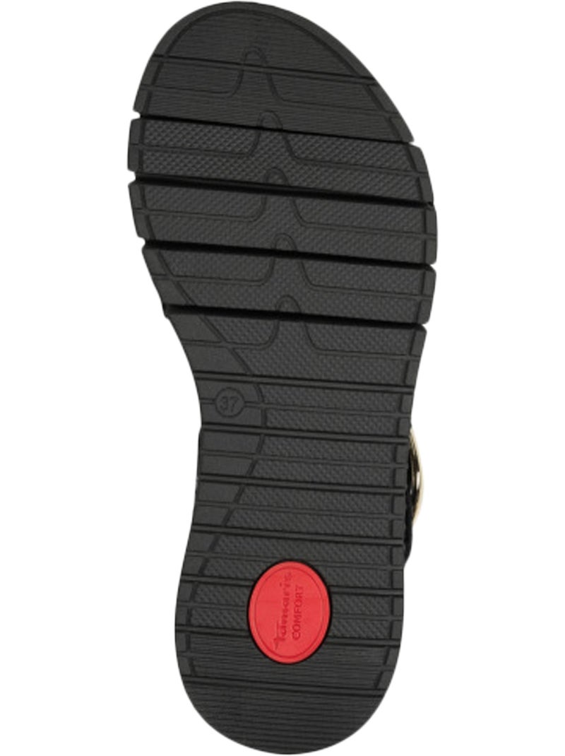 Sandales Compensé Cuir Tamaris Comfort Noir - Kiabi