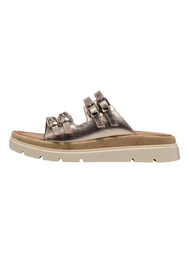 Sandales Compensé Cuir Tamaris Marron - Kiabi