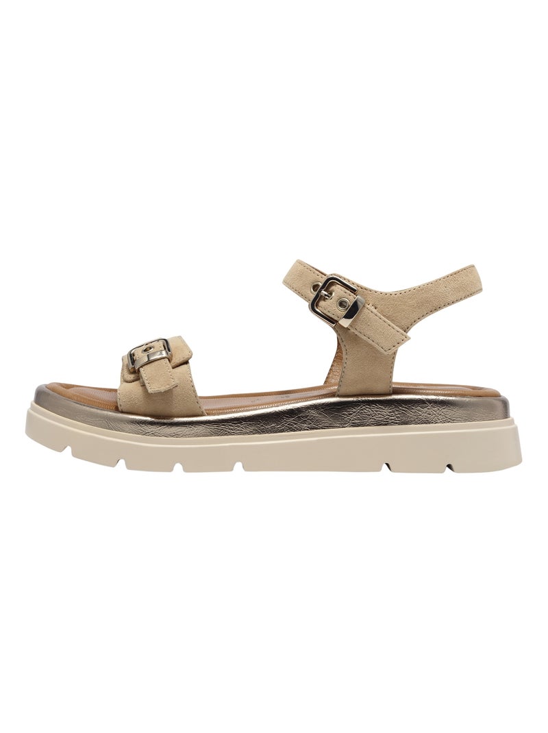 Sandales Compensé Cuir Tamaris Marron - Kiabi