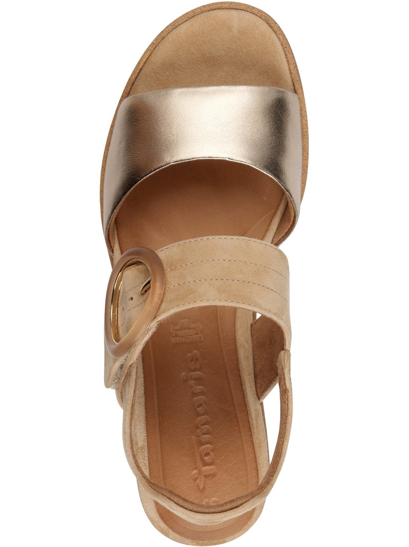 Sandales Compensé Cuir Tamaris Multicolore - Kiabi