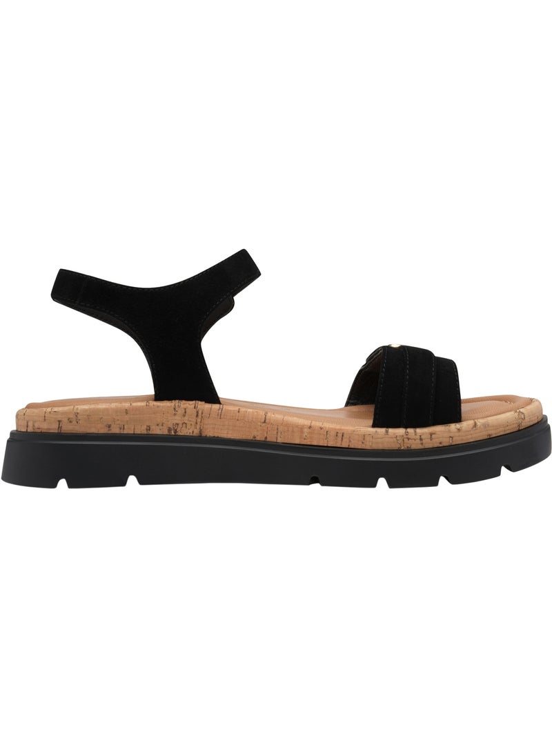 Sandales Compensé Cuir Tamaris Noir - Kiabi