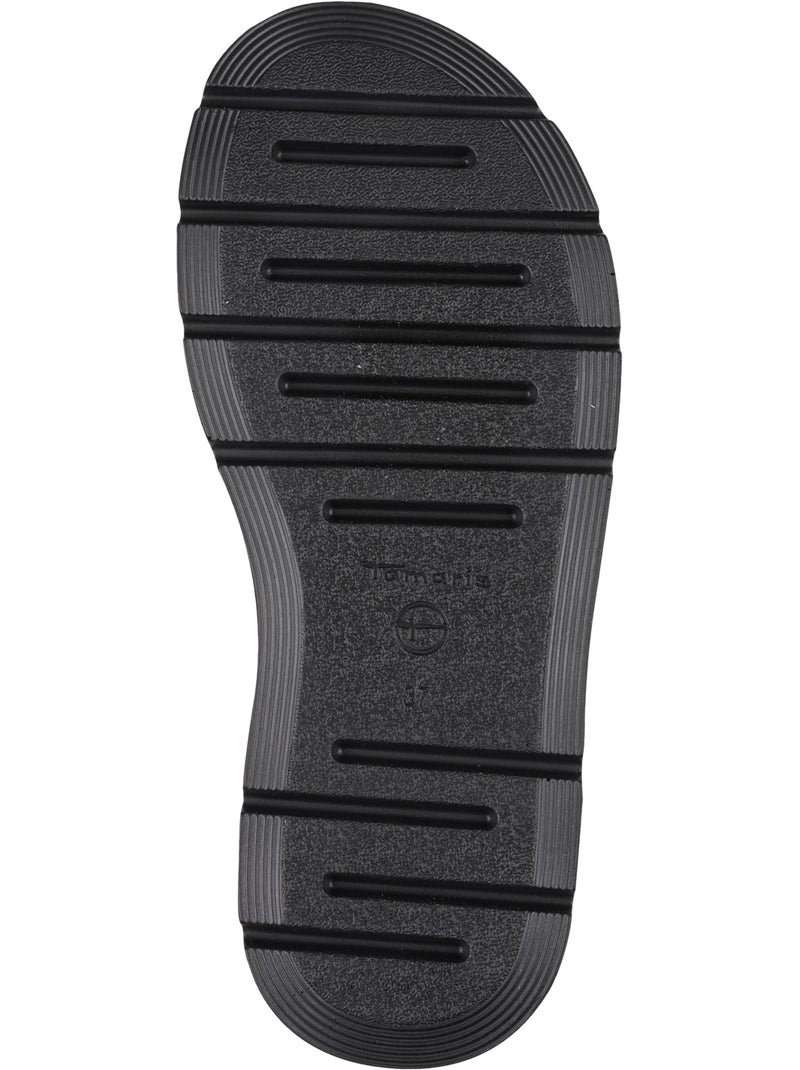 Sandales Compensé Cuir Tamaris Noir - Kiabi