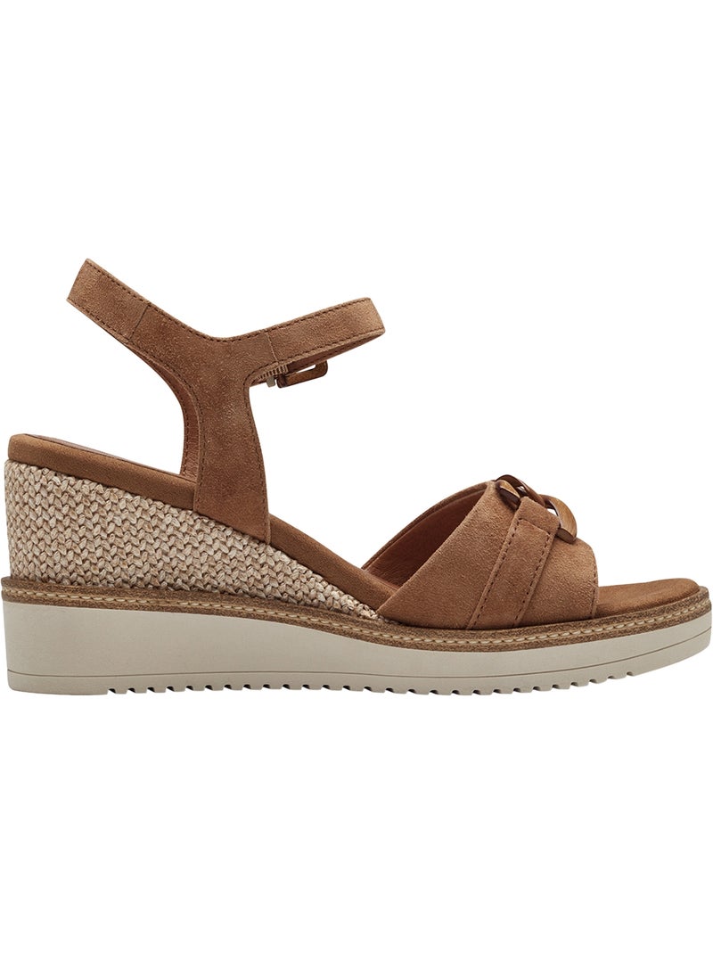 Sandales Compensée Cuir Tamaris Camel - Kiabi
