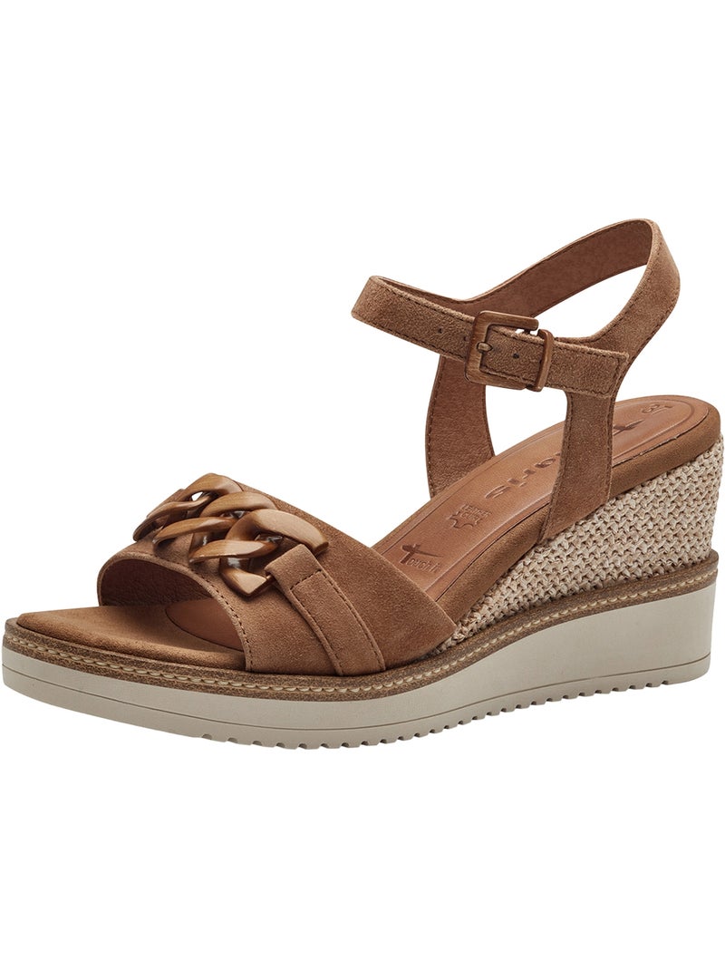 Sandales Compensée Cuir Tamaris Camel - Kiabi