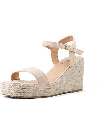 Sandales compensées à bout large ajustables, modèle H - Vic