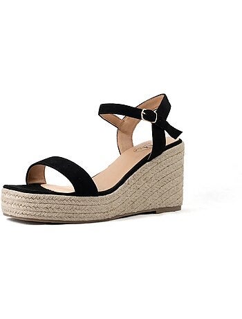 Sandales compensées à bout large ajustables, modèle H - Vic