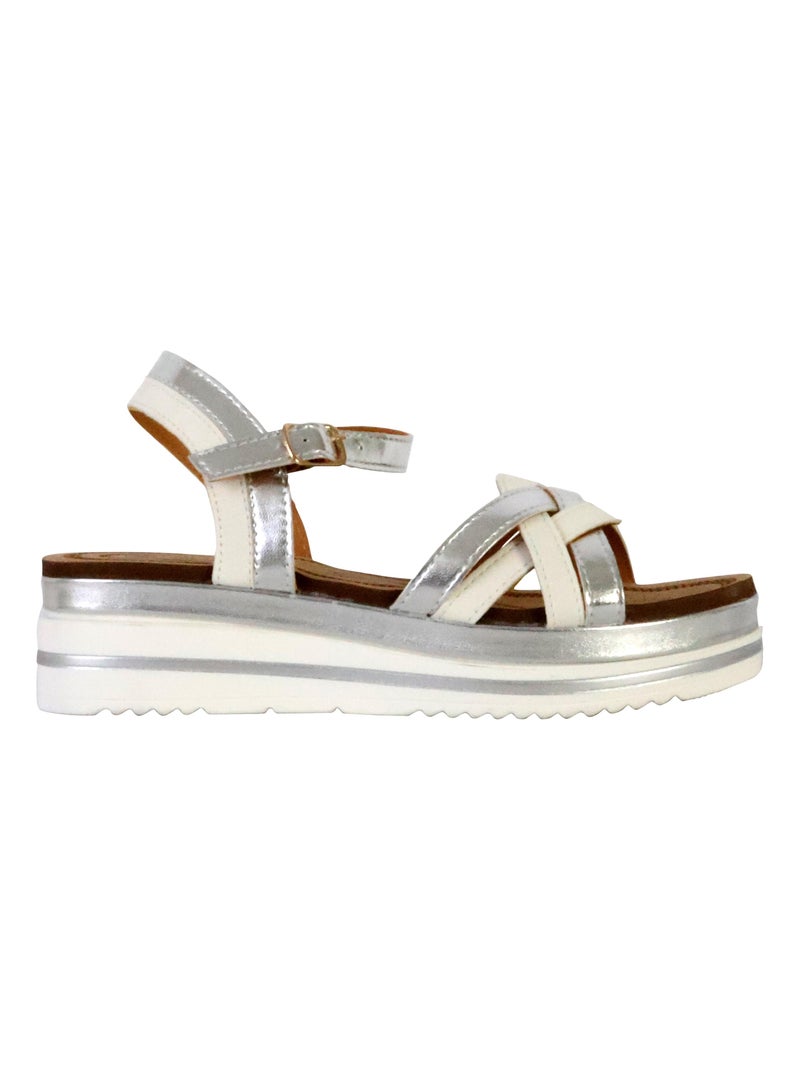 Sandales Compensées à Bride The Divine Factory Blanc - Kiabi