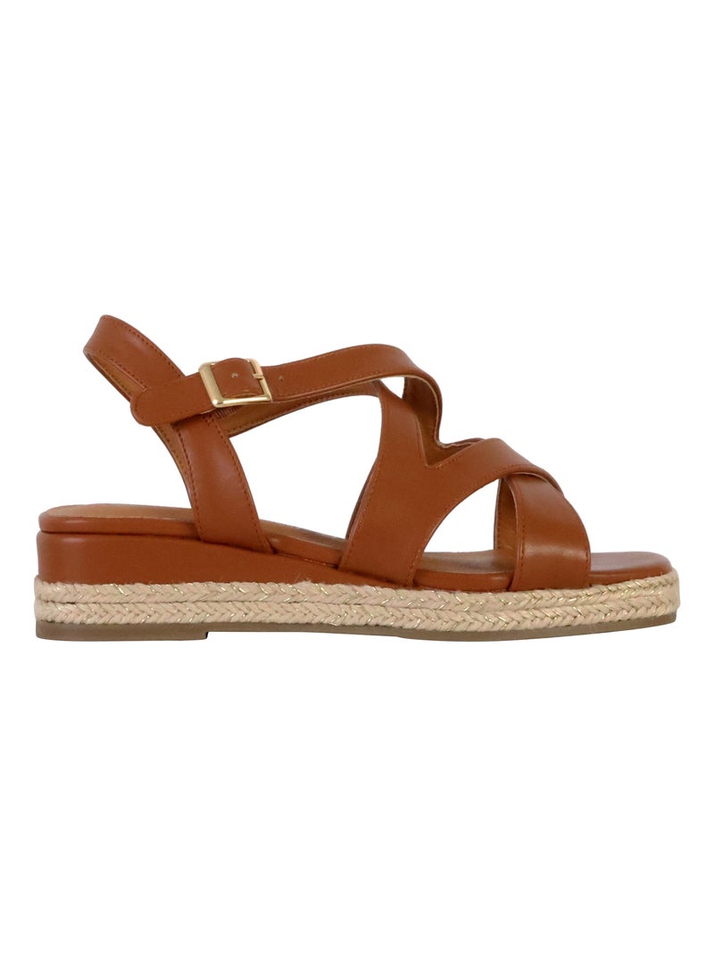 Sandales Compensées à Bride The Divine Factory Camel - Kiabi