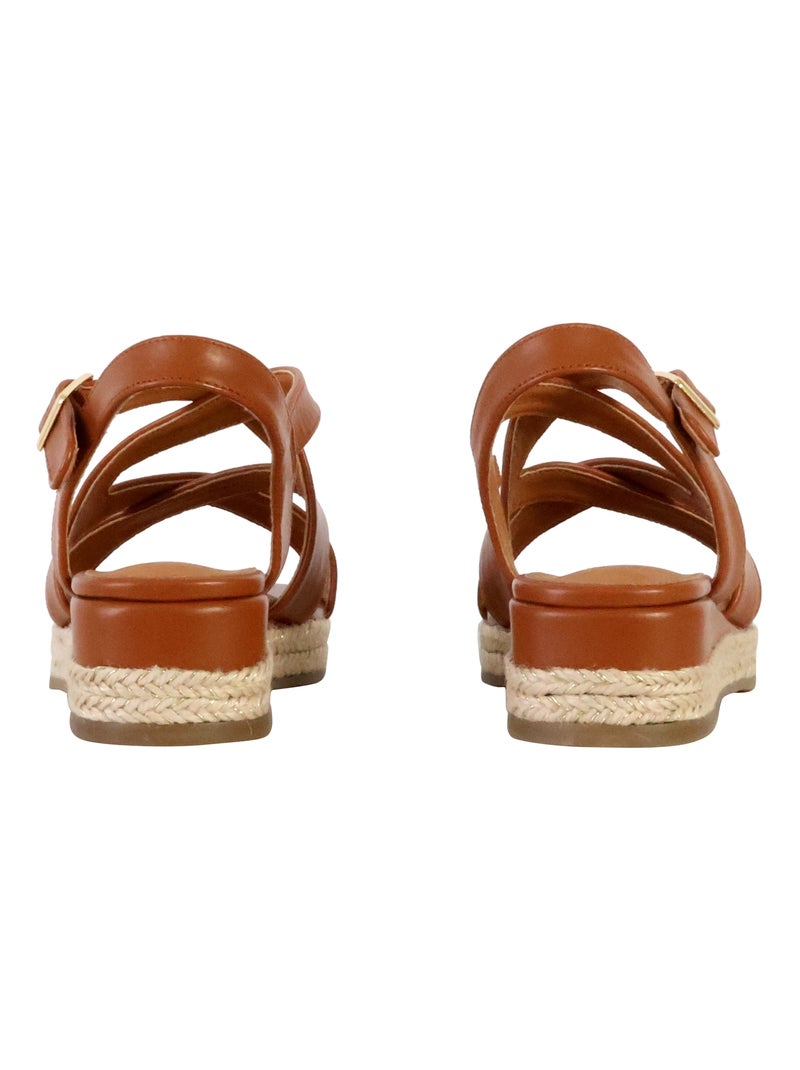 Sandales Compensées à Bride The Divine Factory Camel - Kiabi