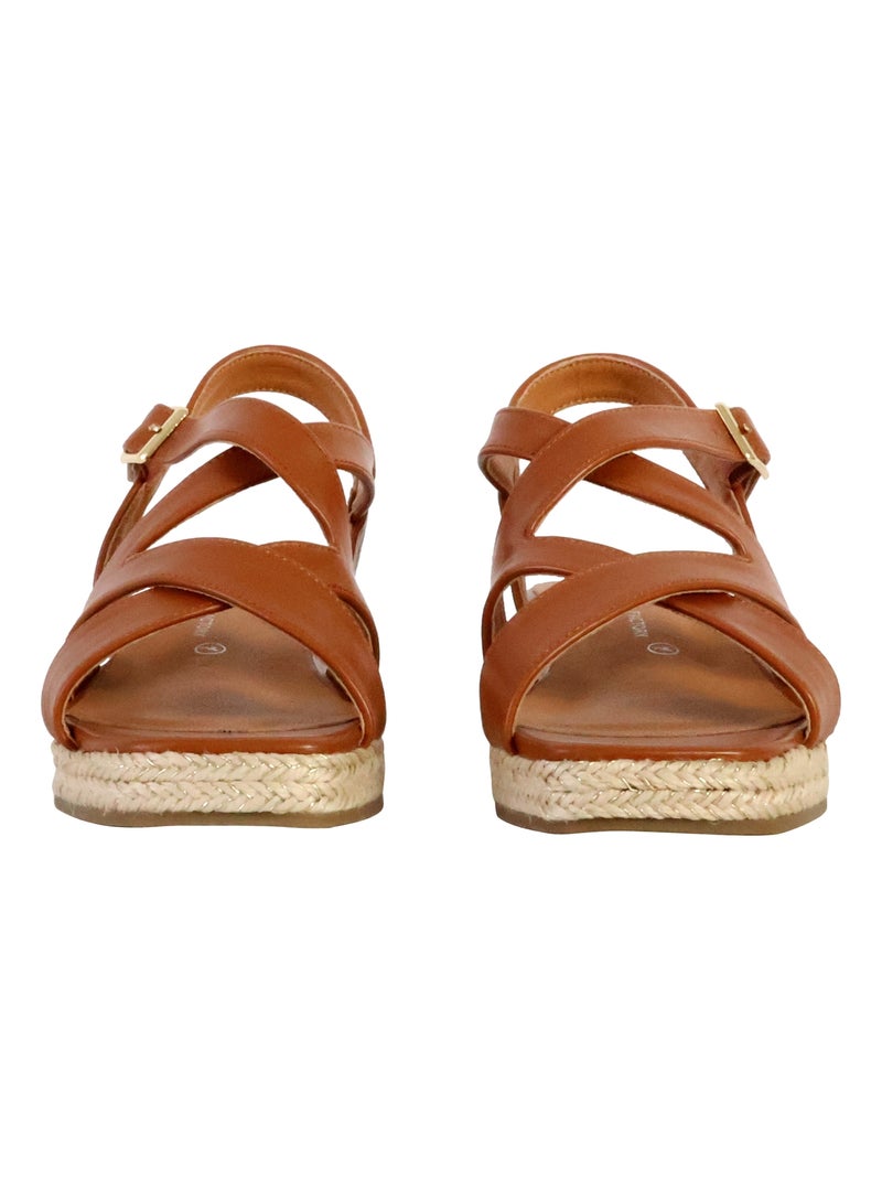 Sandales Compensées à Bride The Divine Factory Camel - Kiabi