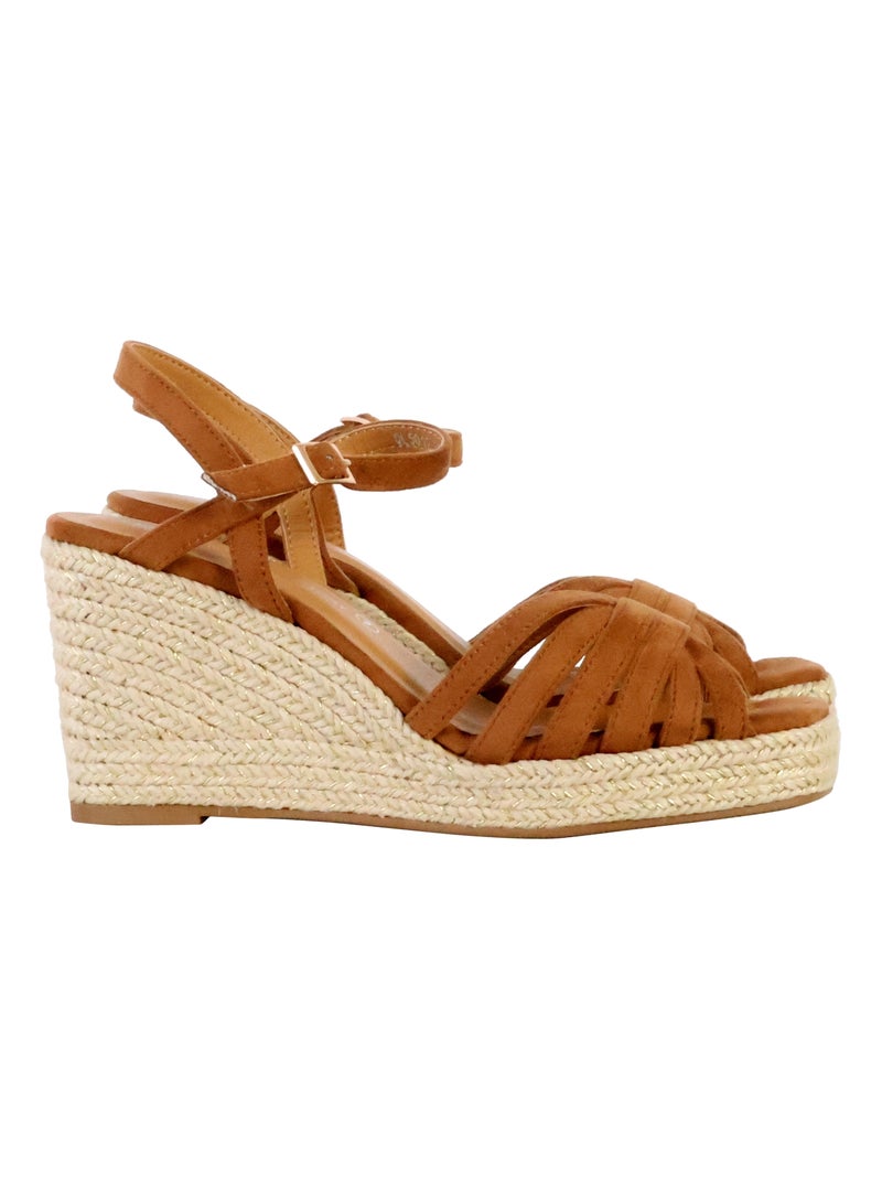 Sandales Compensées à Bride The Divine Factory Camel - Kiabi