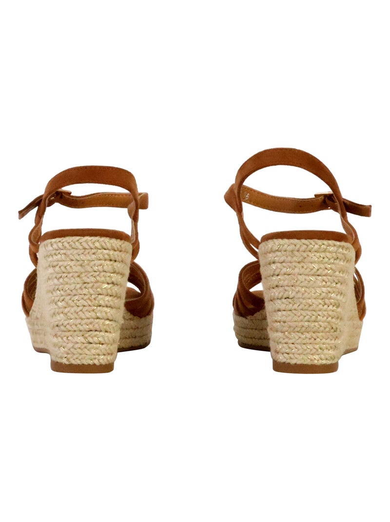 Sandales Compensées à Bride The Divine Factory Camel - Kiabi