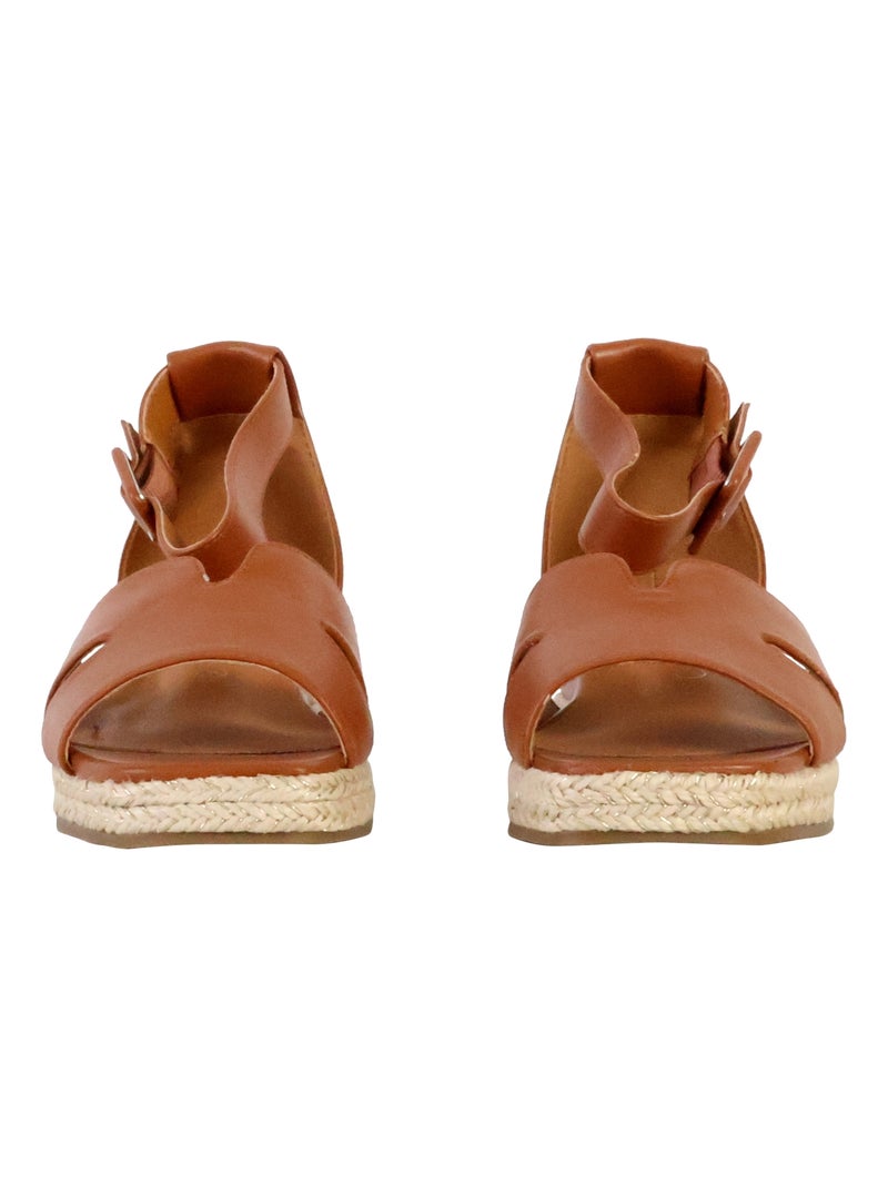 Sandales Compensées à Bride The Divine Factory Camel - Kiabi